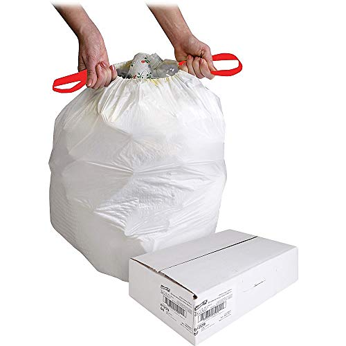Joe GJO01229 Lot de 60 sacs poubelle extensibles avec cordon de serrage Capacité 16 gallons 64 x 61 x 0,9 mm Blanc Cover