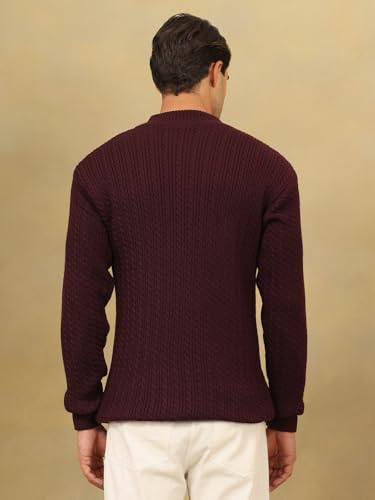 Image of Kvetoo Men's Full Sleeve High Neck Zipper Sweater| Warm Cable Knit Quarter Zip Pullover | Wool Winter Sweater for Casual & Office Wear