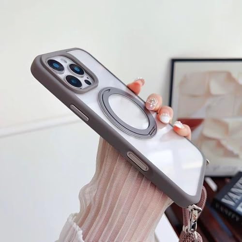 Étui de téléphone antichoc transparent avec cordon marron pour iPhone 13 Pro - 2