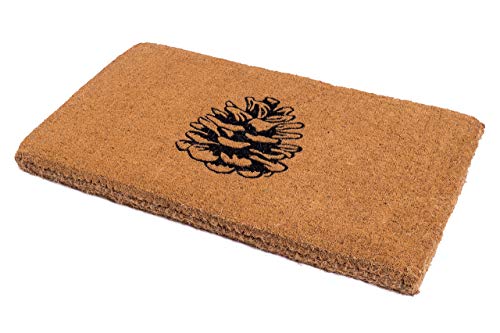 Image of Fab Habitat Extra Thick Doormat - Handwoven, Durable - Natural Coir - Entryway, Front Door, Porch, Patio - Nature Lover Pine Cone Black/Natural (18" x 30" Thick)