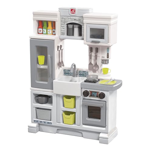 Step2 Downtown Delights Kitchen Cocina para ninos | Cocina Creative/Infantil de Plastico | Jugueto con 24 Accesorios Incl. Vajilla y Ollas