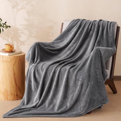 PHF Kuscheldecke Flauschig Fleecedecke 130x150cm - Oeko-Tex Weich Warm Wohndecke, Decke Blanket für Couch Sofa Bett, Tagesdecken & Kuscheldecken, Sofa überwurfdecke, Grau