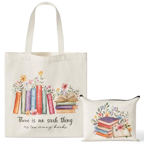 Image of Y1tvei Canvas Bags Gifts, Tote Bag with Makeup Pouch, Birthday Party Favors | Aesthetic Canvas Tote Bag cosmetic Pouch, Reusable Grocery Shopping Handbag, Women Travel Gift, Christian Religious Supply