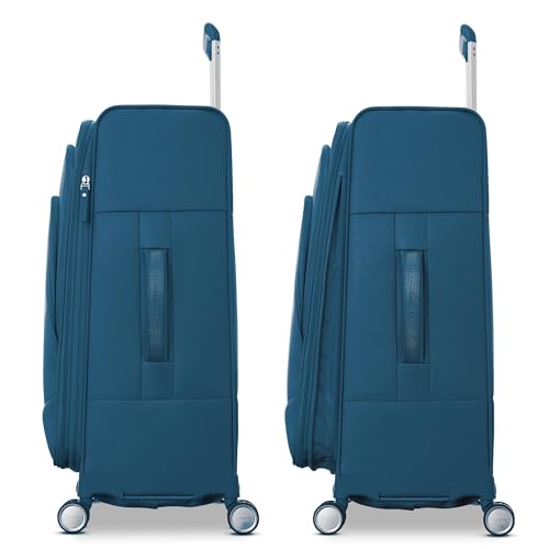 Image of Samsonite UpLIFT Lightweight Medium Checked Softside Luggage with Spinner Wheels - Expandable - Airline-Approved, Polyester Soft Suitcase for Ultra Light Travel - Cerulean Blue