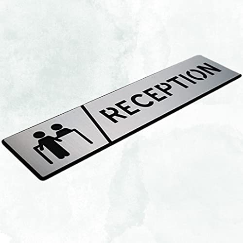 Image of CVANU 1pc Silver Acrylic RECEPTION Self-Adhesive Sign Board for Office /Hospital /Cafe Sign Board c80