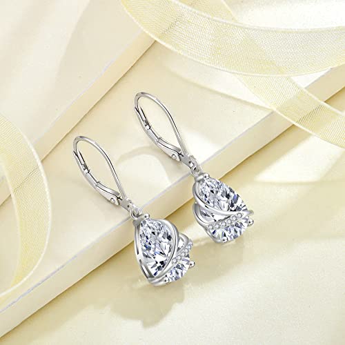 Teardrop Jewelry Set for Women 925 Sterling Silver April Birthstone Necklace and Earrings Set Cubic Zirconia Simulated Diamond Jewelry Gifts for Her2