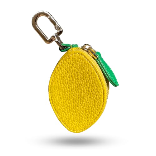 Image of 2.95 x 2.1 Inch Lemon Fruit Bag Charm Cute Mini Coin Purse Keychain,Mini Leather Coin Pouch Change Purse for Backpack Decoration,Coin Lemon Wallet for Girl Women