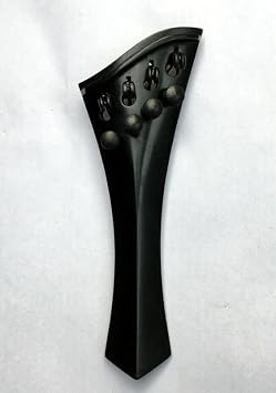 VIOLIN HARP TAILPIECE built in LIGHT TUNERS 4/4, EBONY, Black, Full