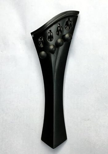 MUSICAL STRING VIOLIN HARP TAILPIECE built in LIGHT TUNERS 4/4, EBONY, Black, Full
