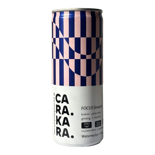 Image of Carakara Focus Forward | Yerba Mate Natural Caffeine + L-Theanine Drink | Focus, Energy & Mental Clarity | Zero Sugar | Watermelon + Yuzu Lemon | 250ml x 6