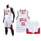 Basketball Trikot Shirt und Shorts, Erwachsene Basketball Jersey, Basketball ärmellose Anzug, Basketball Sportbekleidung, T-Shirt Weste + Shorts, Jugendlich Sweatshirt(2XL,Weiß)