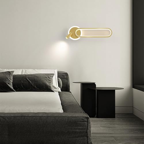 Aplique de pared LED regulable interior color oro con mando 7