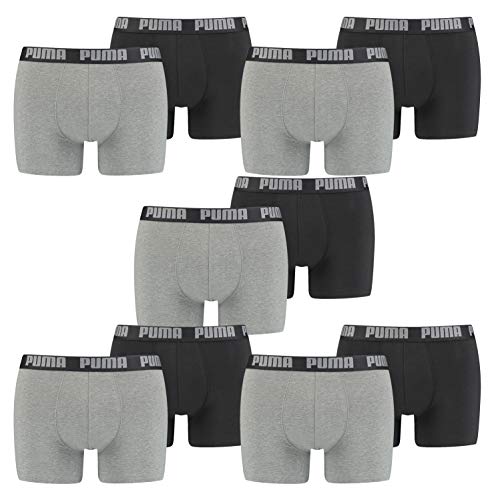 PUMA 10 er Pack Boxer Boxershorts Men Herren Unterhose Pant Unterwäsche, Farbe:691 - Dark Grey Melange/Black, Bekleidungsgröße:XL