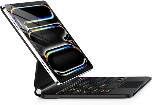 Image of GGQFGTOJ for iPad Pro 13 Inch Case with Keyboard (M5 /M4, 2025 /2024)，Magic-Style Magnetic - 7 Colors Backlight -Floating Cantilever Stand - Multi-Touch Trackpad Keyboard Case for iPad Pro 13 (Black)