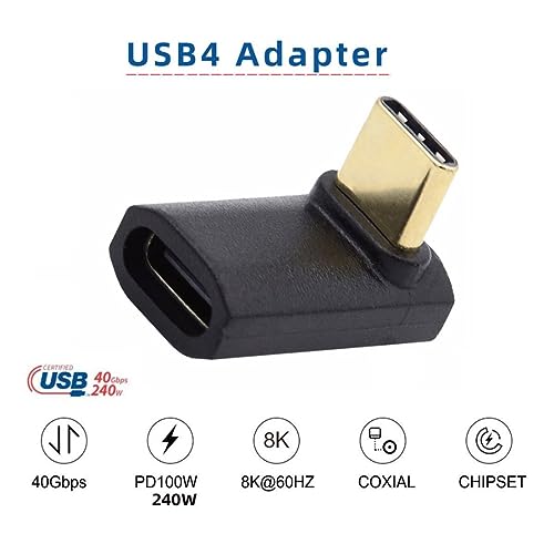 Image of chenyang USB C Connector USB4 Type C 240W Power 40Gbps Data 8K Video Extension Connector Adapter 90 Degree UP Down Angled