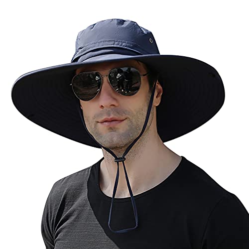 Btlesa Dschungelhut Breite Krempe Sonnenhut mit Kinnband Fischermütze Sommer UV Schutz Sonnenschutzhut Buschhut Boonie Hat Safari Hut für Angeln, Jagd, Camping Cover