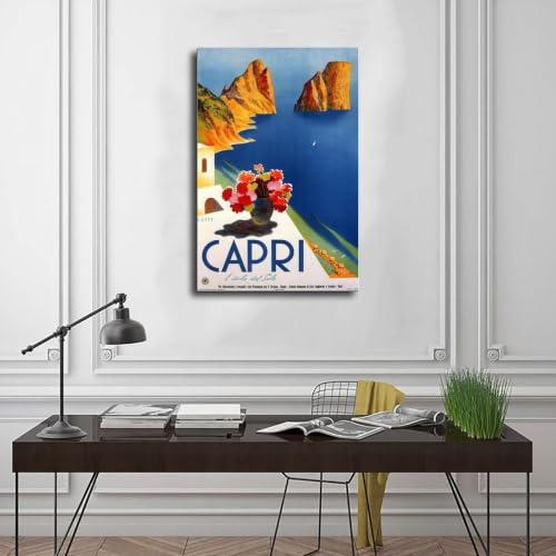 Impression sur toile Capri Mario, déco murale vintage marionnette italienne et cadre à suspendre