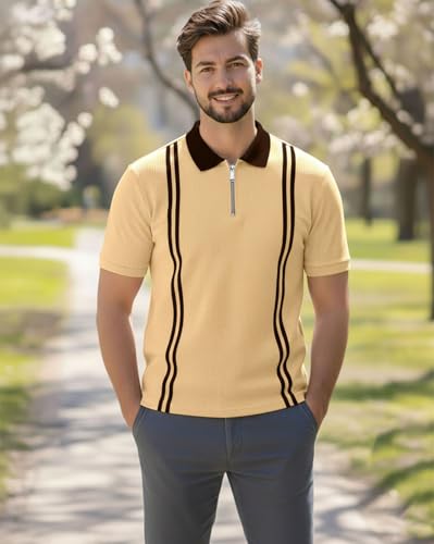 Image of AUSK Men Casual T-Shirt, Texture Printed Half Sleeve Tshirt for Mens, Polo Tshirt for Boys
