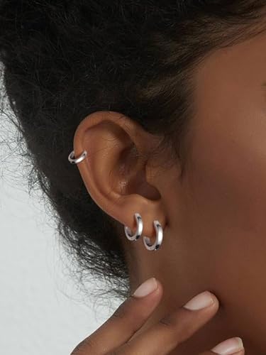 Classic 3/4/5 Pairs Small Hoop Earrings for Men Women Gold/Silver/Black Stainless Steel Huggie Hoop Earring Hypoallergenic Piercing Jewelry Set 7/9/12/14/16mm2