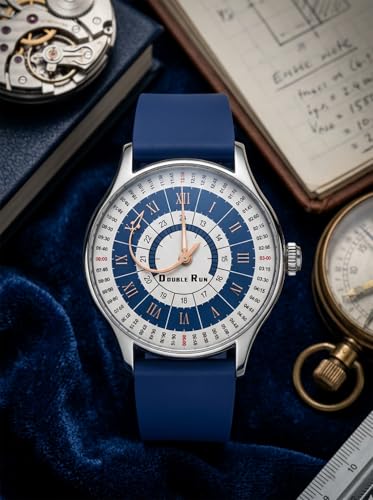 Image of DOUBLERUN Analog Watch, Silicone Strap, Roman Numerals, 24-Hour Display