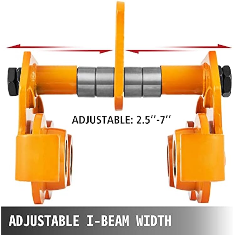 3 Ton Heavy Duty Manual Capacity Plain 6000LBS Push Track Roller Trolley Crane Lift Dual Wheels Garage Hoist for Straight Curved I Beam (Manual Trolley 3 Ton)