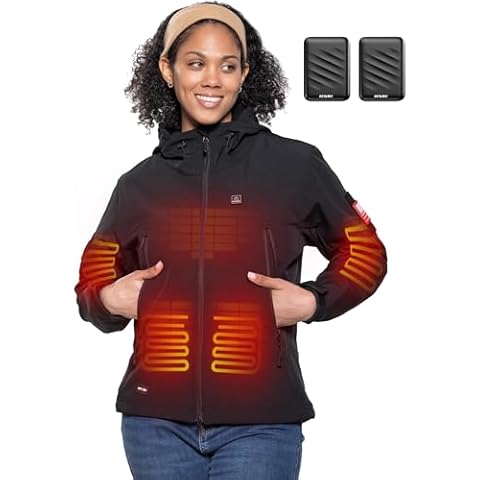 DEWBU Women's Heated Jacket (Black, M) with Extra 12V Battery Pack Cover