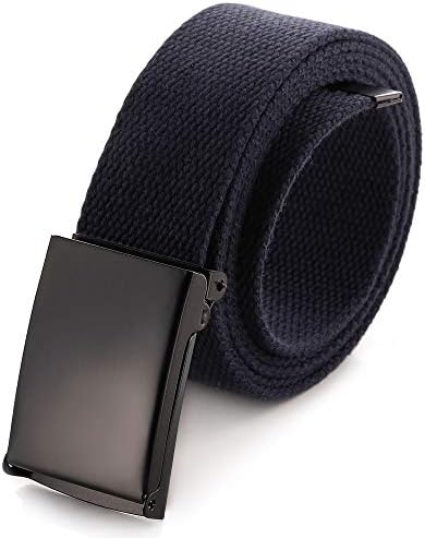 Cut To Fit Canvas Web Belt Size Up to 52" with Flip-Top Solid Black Military Buckle (16 Color and Combo Pack Options)