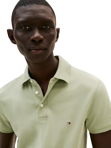 Image of Tommy Hilfiger Men's Short Sleeve Polo Shirts in Slim Fit with Stretch and Organic Pique Cotton