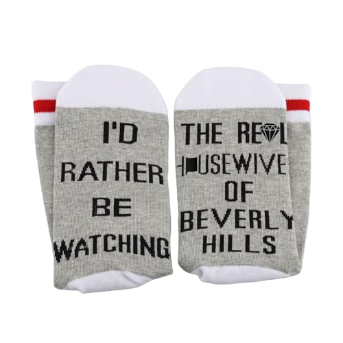 Image of GJTIM 2 Pairs RHOBH Inspired Gift I'd Rather Be Watching RHOBH TV Show Socks Gift for TV Series Lovers (Watching Hills)