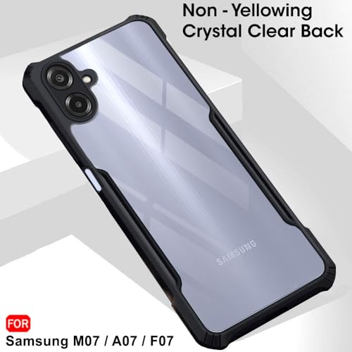 Image of TheGiftKart Shockproof Crystal Clear Back Cover Case for Samsung Galaxy M07 / F07 | 360 Degree Protection | Protective Design | Transparent Cover Case for Samsung M07 / F07 (PC & TPU, Black Bumper)
