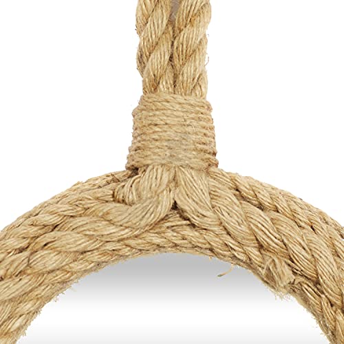 Deco 79 Jute Wall Mirror With Rope Accents, Set Of 3 17", 19", 20"H, Brown #TOP3