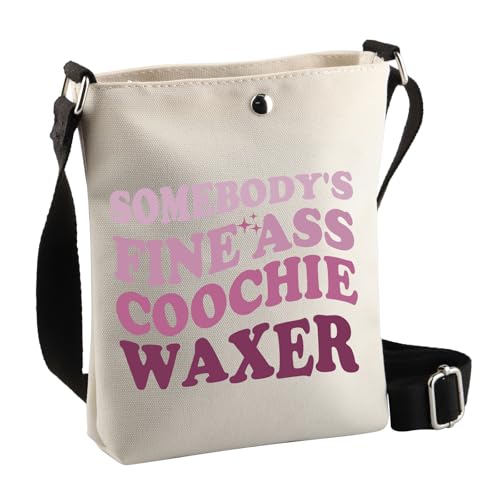 BDPWSS Esthetician Gifts Wax Technician Gift Brazilian Wax Gift Somebody's Fine Ass Coochie Waxer Crossbody Bags For Friend