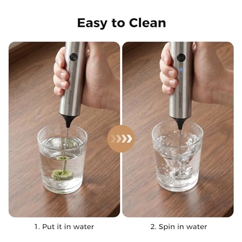 Aromvel Rechargeable Milk Frother Handheld, 3 Speeds for Coffee, Latte - image 7