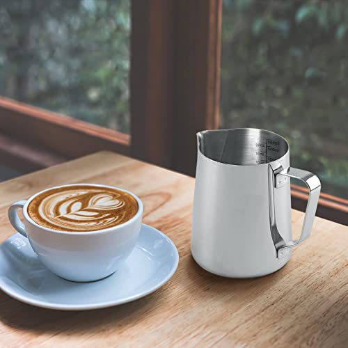 Zulay Kitchen 20Oz Stainless Steel Milk Frothing Pitcher - Milk Frother Cup - Easy-To-Clean Espresso Accessories - Easy-To-Read Creamer Measurements - Foam Making For Coffee & Matcha #TOP4