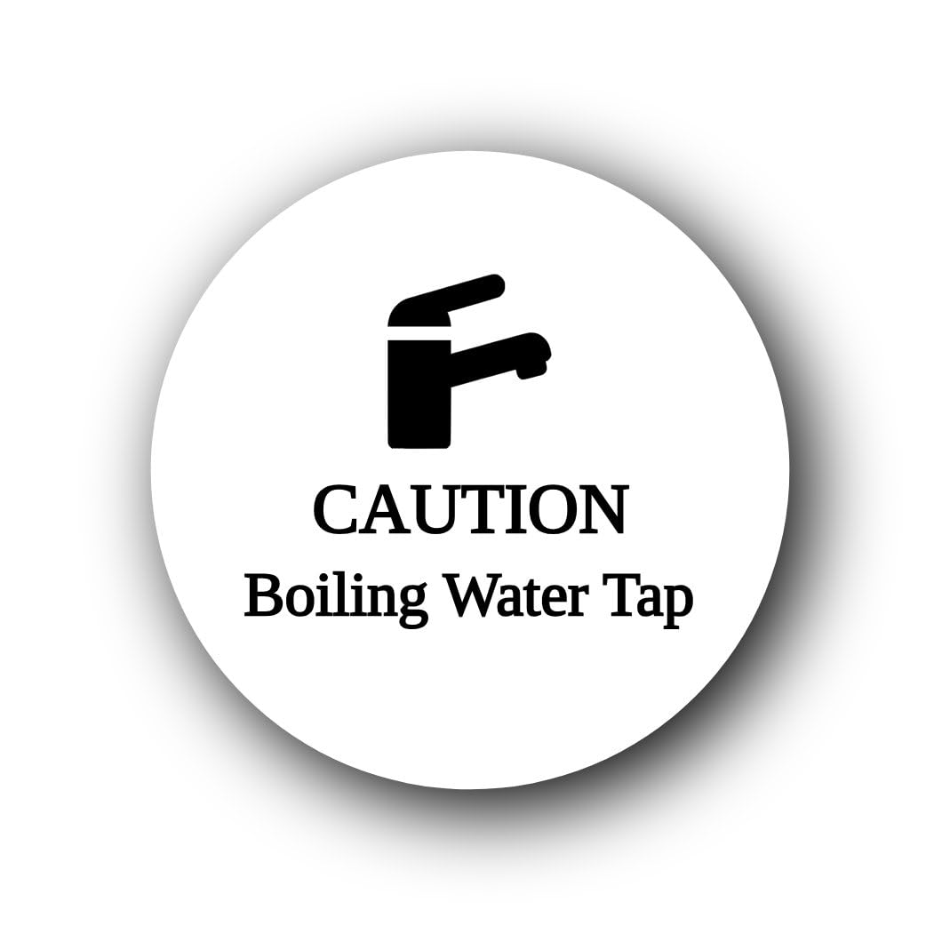 Caution sign for boiling water tap Sign – 9.5x9.5cm Brushed Aluminium