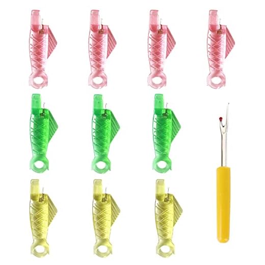 10PCS Sewing Machine Needle Threader, Big Fish Type Needle Inserter for Small Eye Needles, Premium Plastic Automatic Simple Threaders for DIY Embroidery, with Seam Ripper, Kiicey