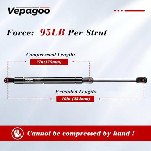 image for Vepagoo 10 Inch 95 Lb/423N Gas Shocks Struts Lift Supports for Toolbox