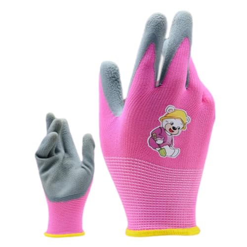 Rtyweth Guantes de jardinería para niños de 3 a 5 años, guantes de trabajo para patio, guantes de goma suave, guantes de jardín con revestimiento de goma para niños