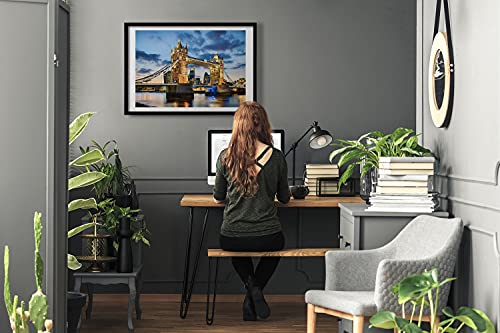 Tableau peinture Tower Bridge Londres encadré en bois moderne 70x50 cm de haute qualité