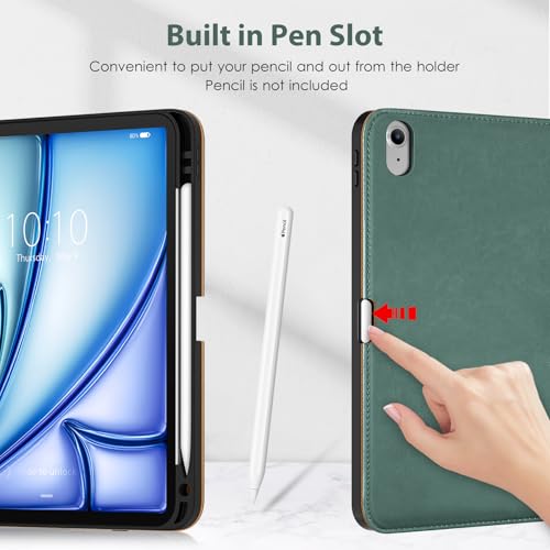Image of DTTO Keyboard Case for iPad Air 11 Inch M4 /M3 /M2 2026 /2025 /2024, iPad Air 5th /4th Gen 10.9-Inch, 7 Colors Backlit Wireless Detachable Folio Keyboard Cover with Pencil Holder & Pocket, Midnight Green