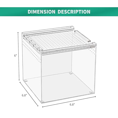 Kakooti Reptile Terrarium,6.8 Inch X 6.8"X 6 Inch Reptile Breeding Box, Magnetic Acrylic Enclosure,For Tarantula,Hermit Crab,Jumping Spider,Iguana,Leopard Gecko,Bearded Dragon thumb #1