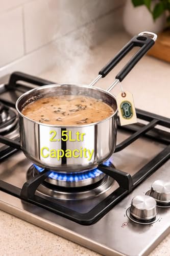 Image of NFC Stainless Steel Patila 2.5 Litre | Heavy Gauge Tea & Milk Pan /Patila | Heavy Duty | Induction & Gas Compatible | Best for Home & Kitchen | Daily Use Stainless Steel Sause Pan 2.5L