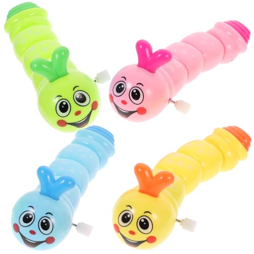 Toddmomy 4PCS Wind Up Caterpillar Toys Random Color ABS Plastic