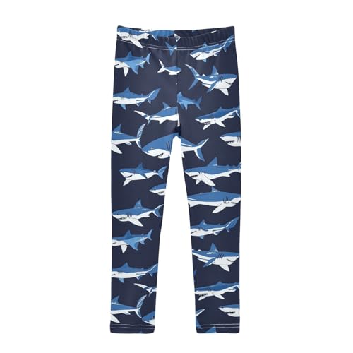 Shark Navy Girls' Leggings Toddler Doodles Blue Kids Yoga Pants Dance Active Tights 4T