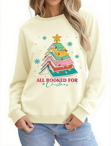 Christmas Sweatshirts for Women Funny Christmas Tree Xmas Cute Graphic Long Sleeve Shirt