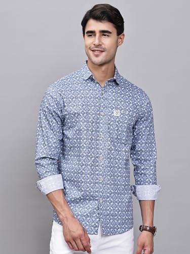 Image of Majestic Man Pure Cotton Slim Fit Printed Casual Shirt for Men