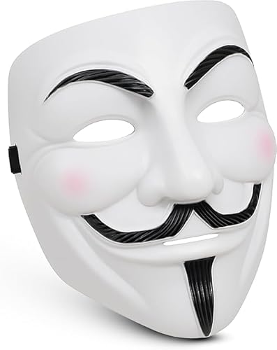 Máscara de Hacker V para Vendetta, máscara anónima de Halloween, disfraz de cosplay y fiestas para hombres y mujeres Máscara de Hacker V para Vendetta, máscara anónima de Halloween, disfraz de cosplay y fiestas para hombres y mujeres