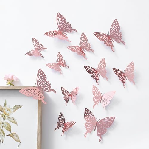 Image of 152Pcs Pastel Light Pink White Metallic Pink Balloon Arch Garland Kit,Pink White Rose Gold Confetti Balloon With Butterfly Stickers for Baby In Bloom Baby Shower Decorations Birthday Wedding Decor