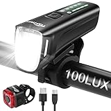 Toptrek Fahrradlicht Set, 100 Lux Fahrradlicht Vorne mit 4 Beleuchtungsmodi und Auto Modi, StVZO Zugelassen Fahrradlampe, Type-C Fahrrad Licht USB Aufladbar, LED Fahrradbeleuchtung IPX5 Regenfest