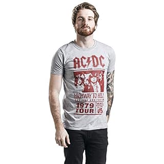 AC/DC Highway to Hell - Red Photo - 1979 Tour Homme T-Shirt Manches Courtes Gris chiné – Image 4